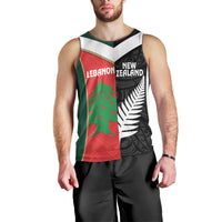 Custom Rugby New Zealand and Lebanon Men Tank Top All Black Cedars Together