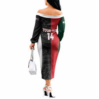Custom Rugby New Zealand and Lebanon Off The Shoulder Long Sleeve Dress All Black Cedars Together
