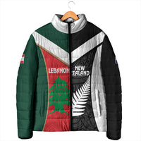 Custom Rugby New Zealand and Lebanon Padded Jacket All Black Cedars Together