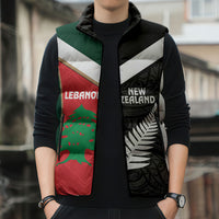 Custom Rugby New Zealand and Lebanon Sleeveless Puffer Jacket All Black Cedars Together