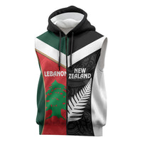 Custom Rugby New Zealand and Lebanon Sleeveless Zip Hoodie All Black Cedars Together