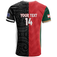 Custom Rugby New Zealand and Lebanon T Shirt All Black Cedars Together