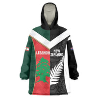 Custom Rugby New Zealand and Lebanon Wearable Blanket Hoodie All Black Cedars Together