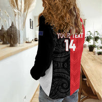 Custom Rugby New Zealand and Lebanon Women Casual Shirt All Black Cedars Together
