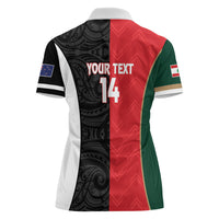 Custom Rugby New Zealand and Lebanon Women Polo Shirt All Black Cedars Together