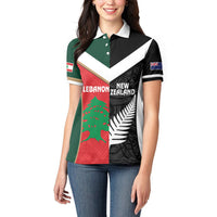 Custom Rugby New Zealand and Lebanon Women Polo Shirt All Black Cedars Together