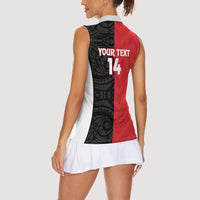 Custom Rugby New Zealand and Lebanon Women Sleeveless Polo Shirt All Black Cedars Together