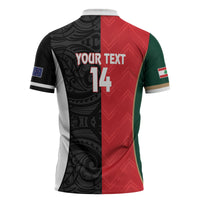 Custom Rugby New Zealand and Lebanon Zipper Polo Shirt All Black Cedars Together
