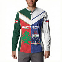 Custom Rugby Samoa and Lebanon Button Sweatshirt Toa Samoa Cedars Together