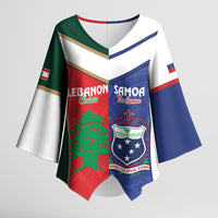 Custom Rugby Samoa and Lebanon Kimono Sleeve Blouse Toa Samoa Cedars Together