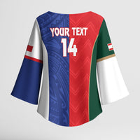 Custom Rugby Samoa and Lebanon Kimono Sleeve Blouse Toa Samoa Cedars Together