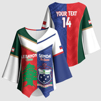 Custom Rugby Samoa and Lebanon Kimono Sleeve Blouse Toa Samoa Cedars Together