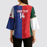 Custom Rugby Samoa and Lebanon Kimono Sleeve Blouse Toa Samoa Cedars Together