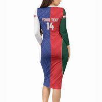 Custom Rugby Samoa and Lebanon Long Sleeve Bodycon Dress Toa Samoa Cedars Together