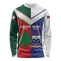 Custom Rugby Samoa and Lebanon Long Sleeve Shirt Toa Samoa Cedars Together