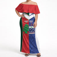 Custom Rugby Samoa and Lebanon Off Shoulder Maxi Dress Toa Samoa Cedars Together