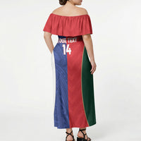 Custom Rugby Samoa and Lebanon Off Shoulder Maxi Dress Toa Samoa Cedars Together