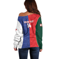 Custom Rugby Samoa and Lebanon Off Shoulder Sweater Toa Samoa Cedars Together