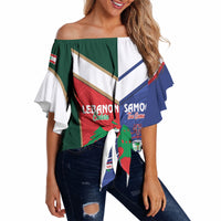 Custom Rugby Samoa and Lebanon Off Shoulder Wrap Waist Top Toa Samoa Cedars Together