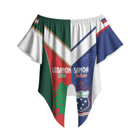 Custom Rugby Samoa and Lebanon Off Shoulder Wrap Waist Top Toa Samoa Cedars Together