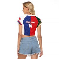 Custom Rugby Samoa and Lebanon Raglan Cropped T Shirt Toa Samoa Cedars Together