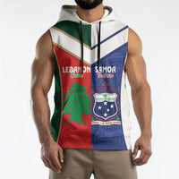 Custom Rugby Samoa and Lebanon Sleeveless Hoodie Toa Samoa Cedars Together