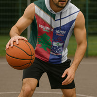 Custom Rugby Samoa and Lebanon Sleeveless Hoodie Toa Samoa Cedars Together