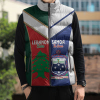 Custom Rugby Samoa and Lebanon Sleeveless Puffer Jacket Toa Samoa Cedars Together