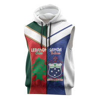 Custom Rugby Samoa and Lebanon Sleeveless Zip Hoodie Toa Samoa Cedars Together