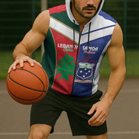 Custom Rugby Samoa and Lebanon Sleeveless Zip Hoodie Toa Samoa Cedars Together