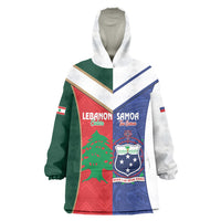 Custom Rugby Samoa and Lebanon Wearable Blanket Hoodie Toa Samoa Cedars Together