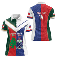 Custom Rugby Samoa and Lebanon Women Polo Shirt Toa Samoa Cedars Together