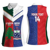 Custom Rugby Samoa and Lebanon Women Sleeveless Polo Shirt Toa Samoa Cedars Together