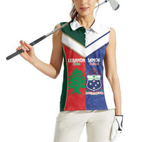 Custom Rugby Samoa and Lebanon Women Sleeveless Polo Shirt Toa Samoa Cedars Together