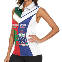 Custom Rugby Samoa and Lebanon Women Sleeveless Polo Shirt Toa Samoa Cedars Together