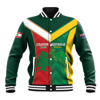 Custom Rugby Australia and Lebanon Baseball Jacket Aussie Kangaroos Cedars Together