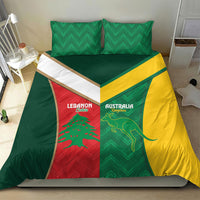 Rugby Australia and Lebanon Bedding Set Aussie Kangaroos Cedars Together