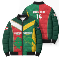 Custom Rugby Australia and Lebanon Bomber Puffer Jacket Aussie Kangaroos Cedars Together