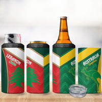 Rugby Australia and Lebanon 4 in 1 Can Cooler Tumbler Aussie Kangaroos Cedars Together