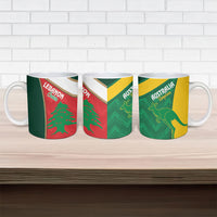 Rugby Australia and Lebanon Ceramic Mug Aussie Kangaroos Cedars Together