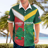 Custom Rugby Australia and Lebanon Hawaiian Shirt Aussie Kangaroos Cedars Together