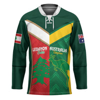 Custom Rugby Australia and Lebanon Hockey Jersey Aussie Kangaroos Cedars Together