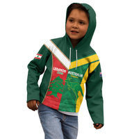 Custom Rugby Australia and Lebanon Kid Hoodie Aussie Kangaroos Cedars Together