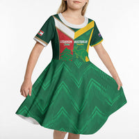 Custom Rugby Australia and Lebanon Kid Short Sleeve Dress Aussie Kangaroos Cedars Together