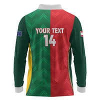 Custom Rugby Australia and Lebanon Long Sleeve Polo Shirt Aussie Kangaroos Cedars Together