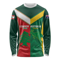 Custom Rugby Australia and Lebanon Long Sleeve Shirt Aussie Kangaroos Cedars Together