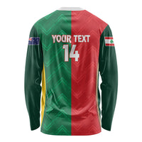 Custom Rugby Australia and Lebanon Long Sleeve Shirt Aussie Kangaroos Cedars Together