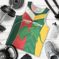 Custom Rugby Australia and Lebanon Men Tank Top Aussie Kangaroos Cedars Together