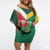 Custom Rugby Australia and Lebanon Off Shoulder Short Dress Aussie Kangaroos Cedars Together