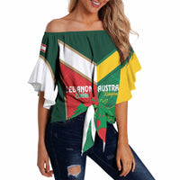 Custom Rugby Australia and Lebanon Off Shoulder Wrap Waist Top Aussie Kangaroos Cedars Together